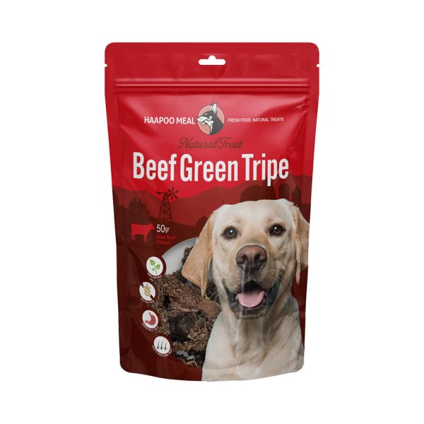 تشویقی سگ هاپومیل مدل سیرابی سبز گاو کد Beef Green Tripe وزن 50 گرم