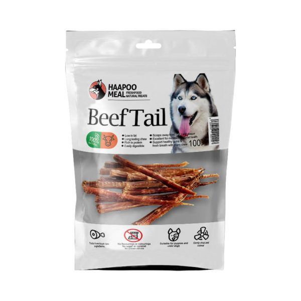 تشویقی سگ هاپومیل مدل دم گاو Beef Tail L وزن 250 گرم